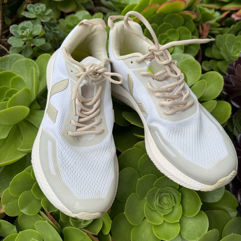 Women's White and Tan Sneakers